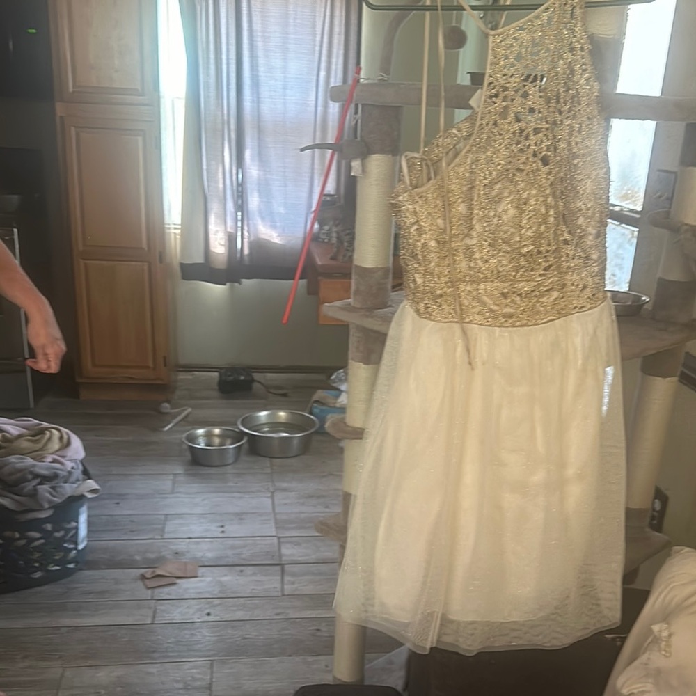 Elegant Gold and White Kids Dress